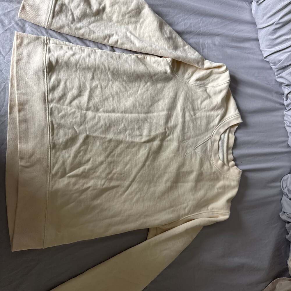 Grana Peruvian Pima Cotton Crewneck Sweatshirt in Cream Wheatlee